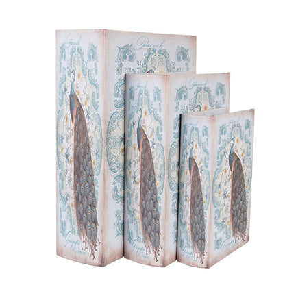 Decoratieboek opbergdoos pauw set van 3 Clayre & Eef vintage