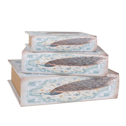 Decorative Book Storage Box Peacock – Set of 3
