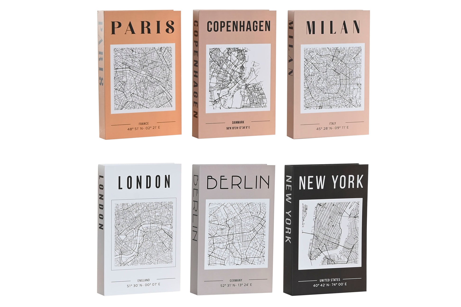 decoratieve boek box steden opbergdoos set met Paris London New York design