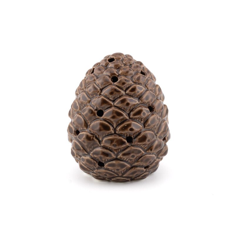 LED dennenappel Pinelight bruin keramiek 9,3 cm