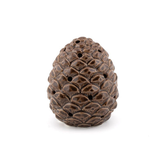 LED dennenappel Pinelight bruin keramiek 9,3 cm