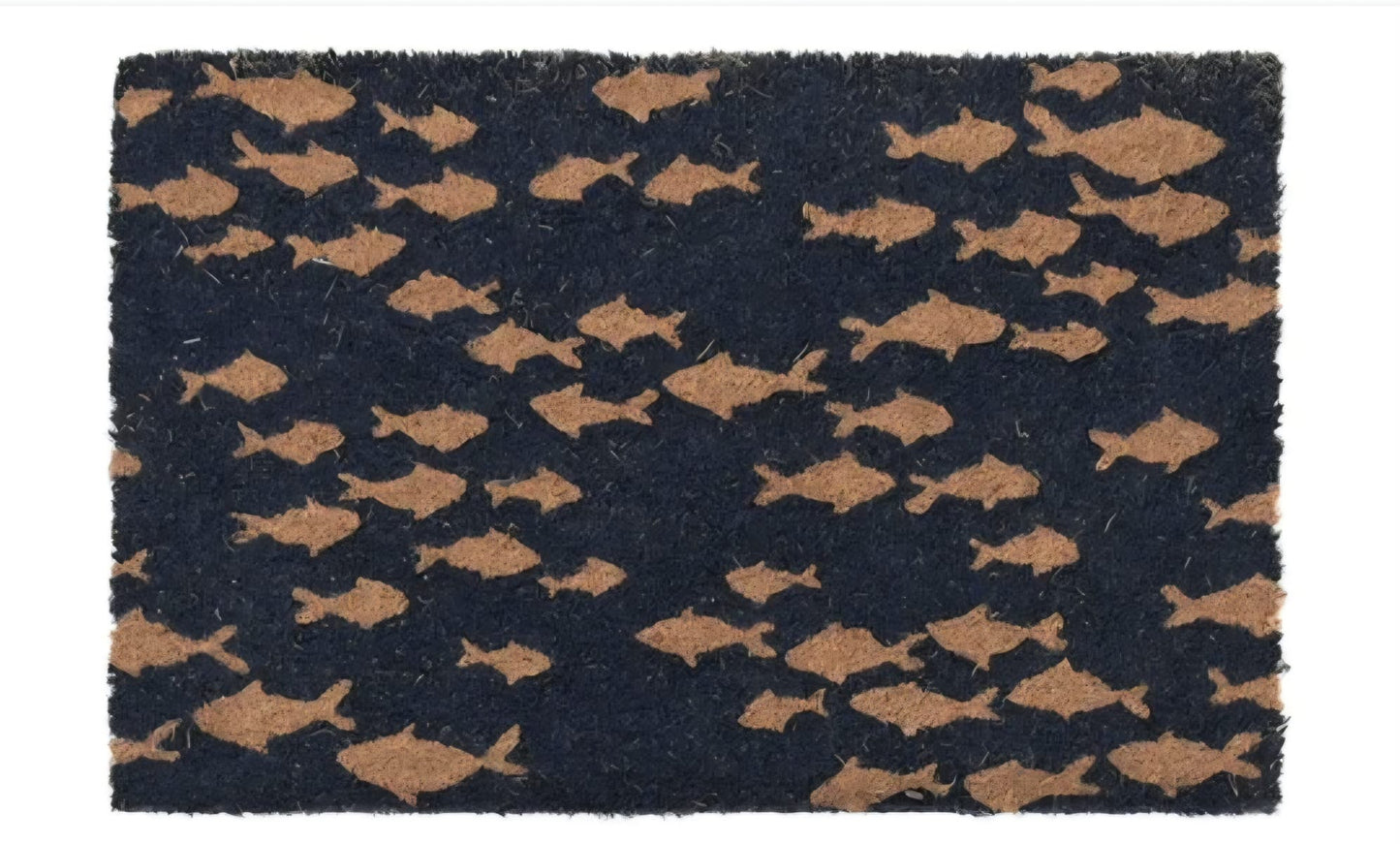 Fußmatte Kokos Fisch Design – Schwarz/Natur 60x40