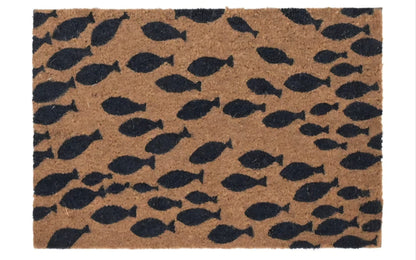 Fußmatte Kokos Fisch Design – Schwarz/Natur 60x40
