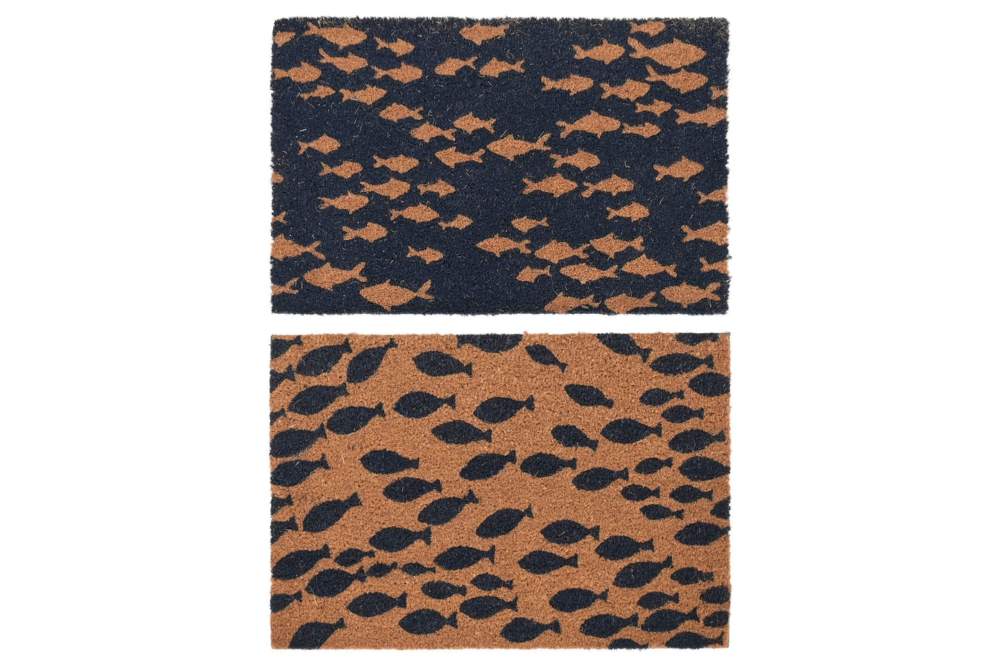 Coconut Coir Doormat Fish Design - Black/Natural 60x40