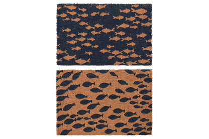 Coconut Coir Doormat Fish Design - Black/Natural 60x40