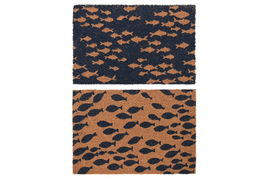 Deurmat Kokos Vis Design – Zwart/Naturel 60x40