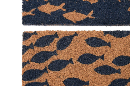 Coconut Coir Doormat Fish Design - Black/Natural 60x40