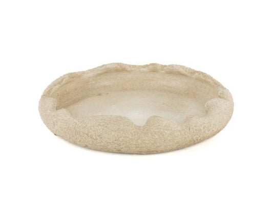 Beige decoratieve schaal van aardewerk met organische ruwe rand 23 cm