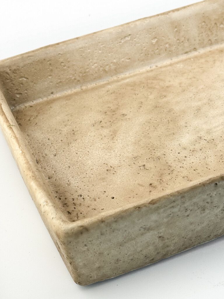 Decoratieve Schaal Beige Groot – Aardewerk Tray 30x20