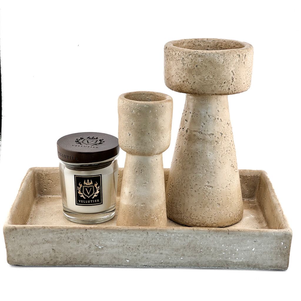 Decoratieve Schaal Beige Groot – Aardewerk Tray 30x20