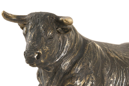 Stier Beeld Bronslook van Resin – 22 cm