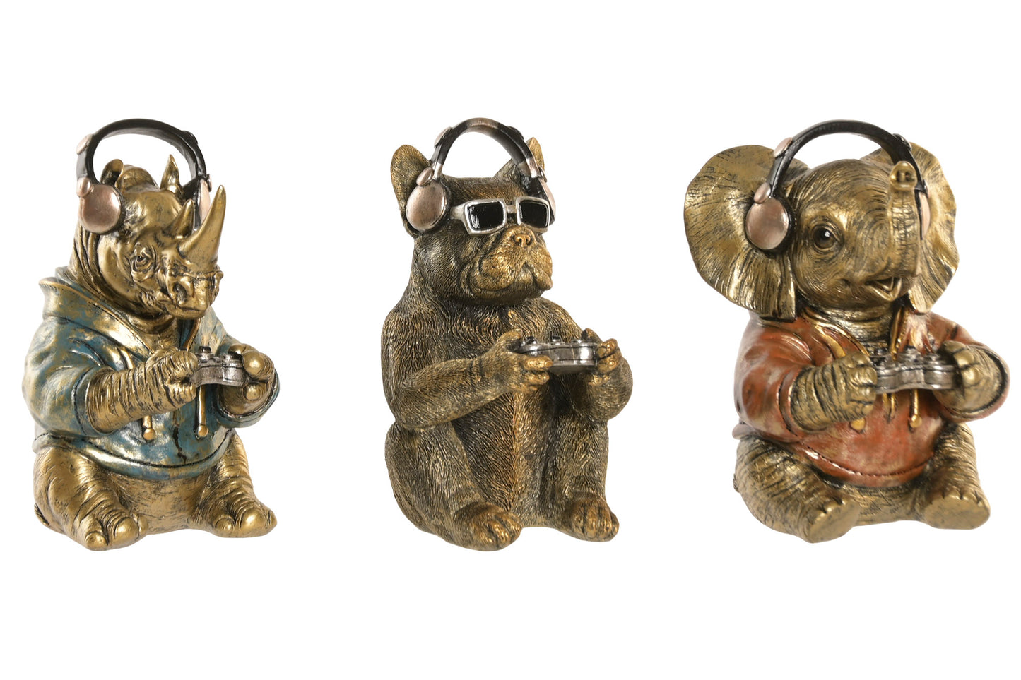 Gaming Animal Figurine with Headphones & Controller 17.5 cm – Resin