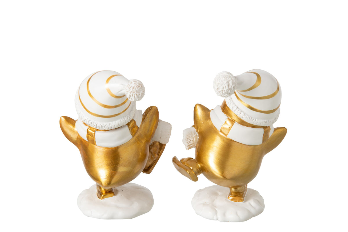 Pinguïn Kerstdecoratie Wit & Goud J-Line – 2 maten | 2 varianten