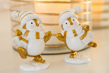 Pinguïn Kerstdecoratie Wit & Goud J-Line – 2 maten | 2 varianten