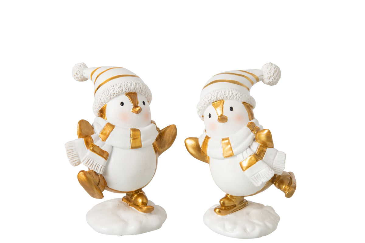 Pinguïn Kerstdecoratie Wit & Goud J-Line – 2 maten | 2 varianten