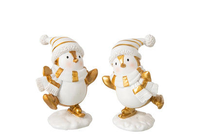 Pinguïn Kerstdecoratie Wit & Goud J-Line – 2 maten | 2 varianten
