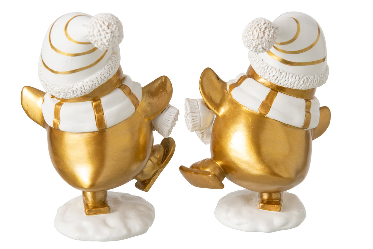 Pinguïn Kerstdecoratie Wit & Goud J-Line – 2 maten | 2 varianten