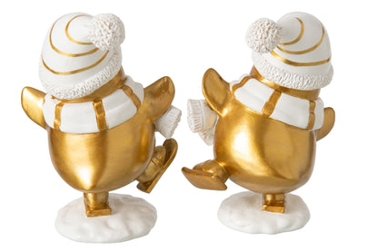 Pinguïn Kerstdecoratie Wit & Goud J-Line – 2 maten | 2 varianten