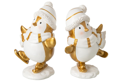 Pinguïn Kerstdecoratie Wit & Goud J-Line – 2 maten | 2 varianten