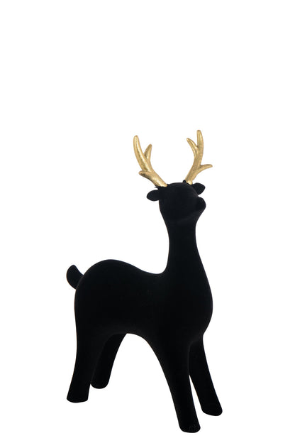 Rendier Decoratie Zwart Goud J-Line – 3 maten | Fluweellook
