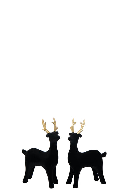 Rendier Decoratie Zwart Goud J-Line – 3 maten | Fluweellook