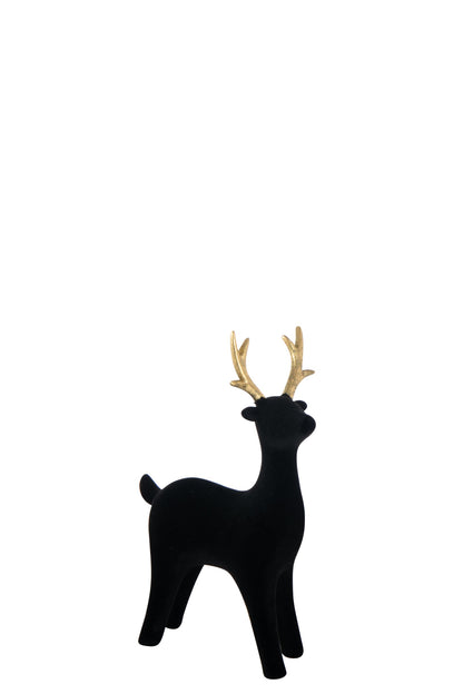 Rendier Decoratie Zwart Goud J-Line – 3 maten | Fluweellook