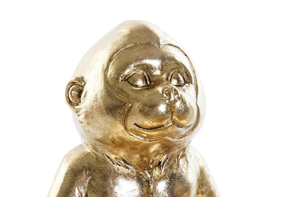 Monkey with Leaf Statue – Golden Decorative Bowl