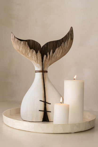 walvisstaart decoratie hout 35 cm – natuurlijke maritieme statement decoratie