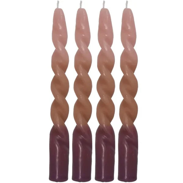 Gedrehte Dinnerkerzen, rosa – 4er-Set – Kersten – Gedrehte Kerzen, 23,5 cm