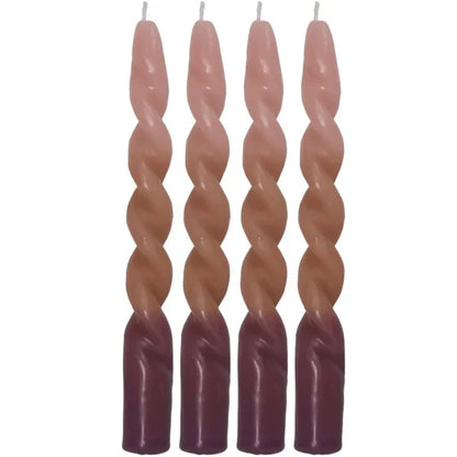 Gedrehte Dinnerkerzen, rosa – 4er-Set – Kersten – Gedrehte Kerzen, 23,5 cm