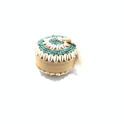 Handgemaakt Balinees Decoratief Doosje met Schelpen | Ø 11 x 8 cm