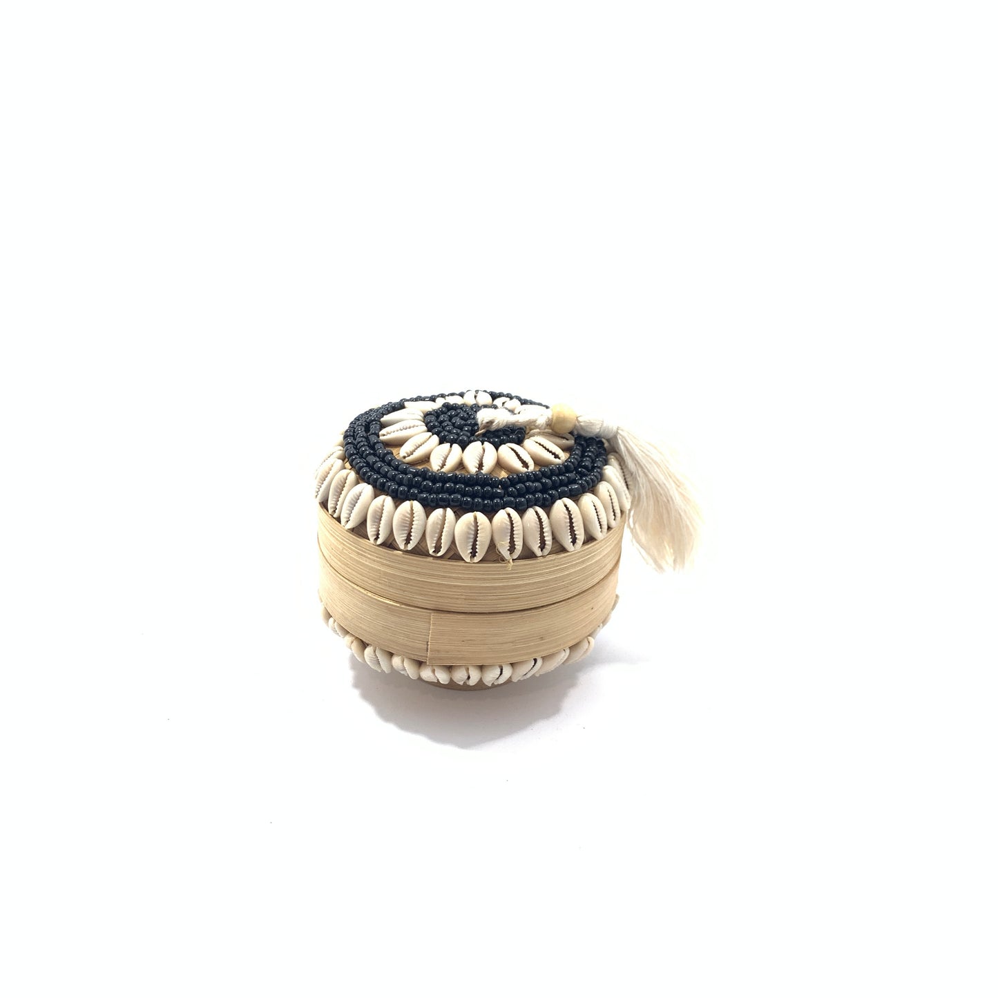 Handgemaakt Balinees Decoratief Doosje met Schelpen | Ø 11 x 8 cm