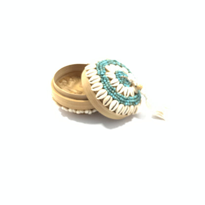Handgemaakt Balinees Decoratief Doosje met Schelpen | Ø 11 x 8 cm