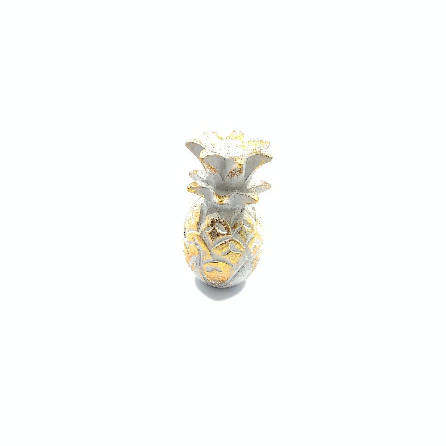 Handgemaakte Houten Ananas Decoratie – 12 cm – Wit of Wit/Goud | Bali