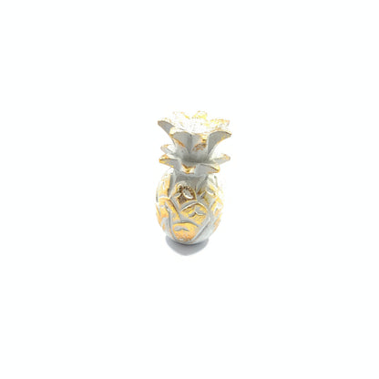 Handgemaakte Houten Ananas Decoratie – 12 cm – Wit of Wit/Goud | Bali