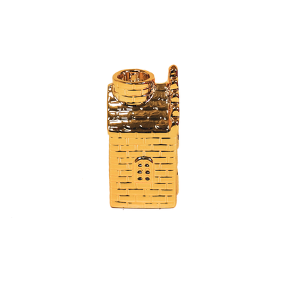 Gouden Keramiek Huisje – Kaarsenhouder – 11 cm