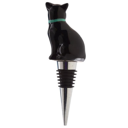 Flaschenverschluss mit schwarzer Katze – Weinzubehör aus Keramik