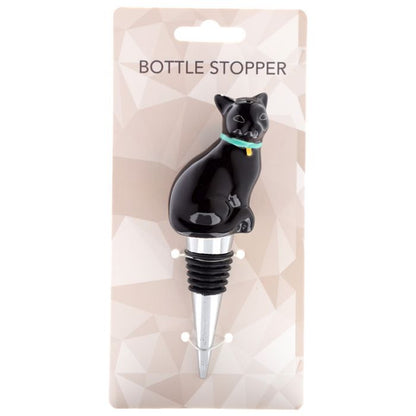 Flaschenverschluss mit schwarzer Katze – Weinzubehör aus Keramik