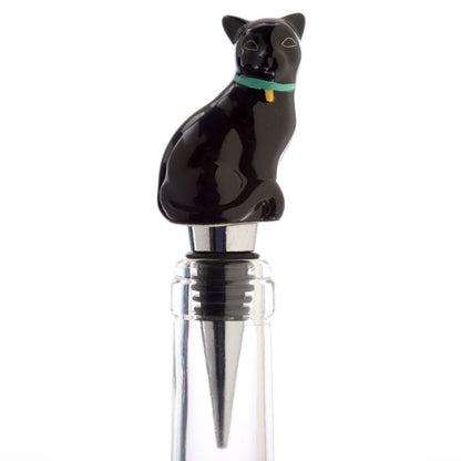 Flaschenverschluss mit schwarzer Katze – Weinzubehör aus Keramik