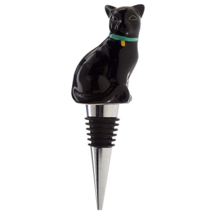 Flaschenverschluss mit schwarzer Katze – Weinzubehör aus Keramik