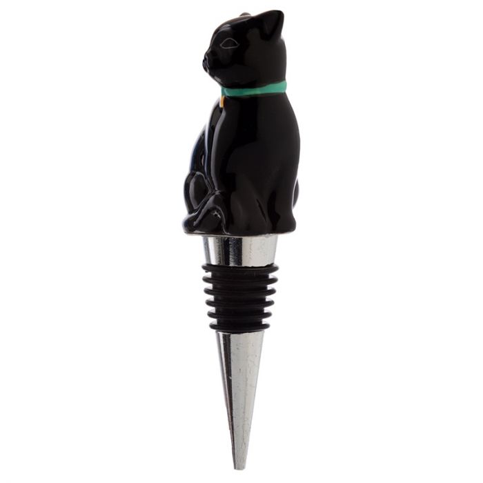 Flaschenverschluss mit schwarzer Katze – Weinzubehör aus Keramik
