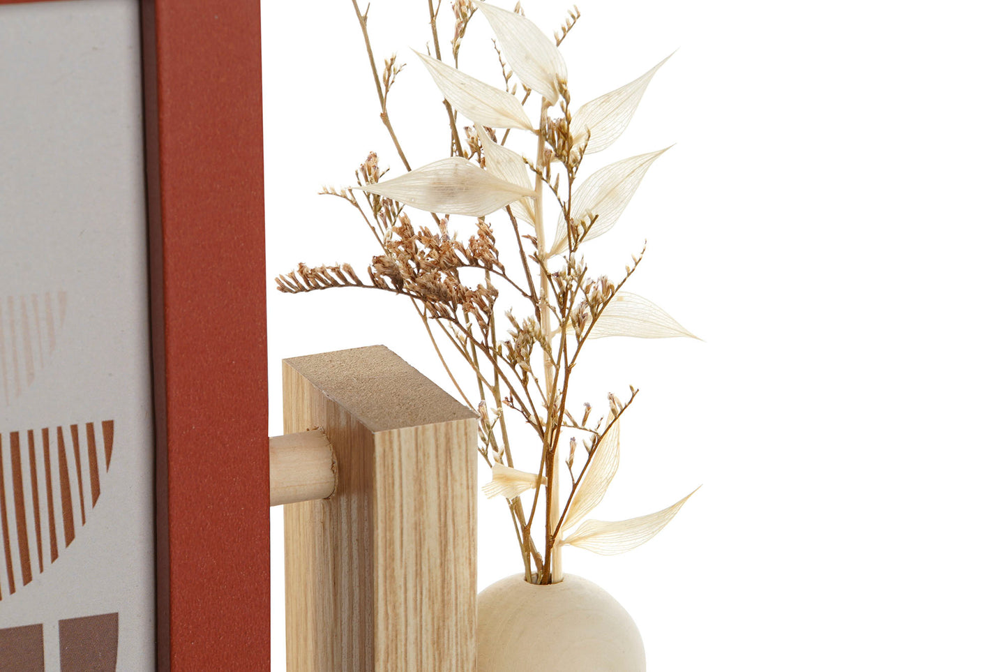 Fotolijst met Vaasje – 10x15 cm – Inclusief Droogbloemen – Hout & Glas – 24x7x21 cm
