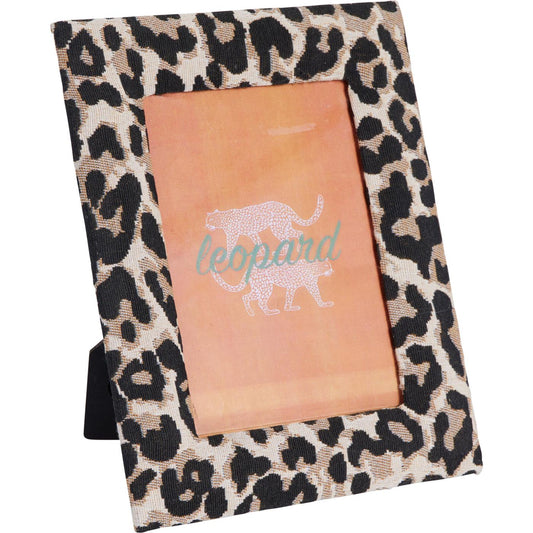 luipaard fotolijst panterprint stoffen kader 10x15 cm zwart beige