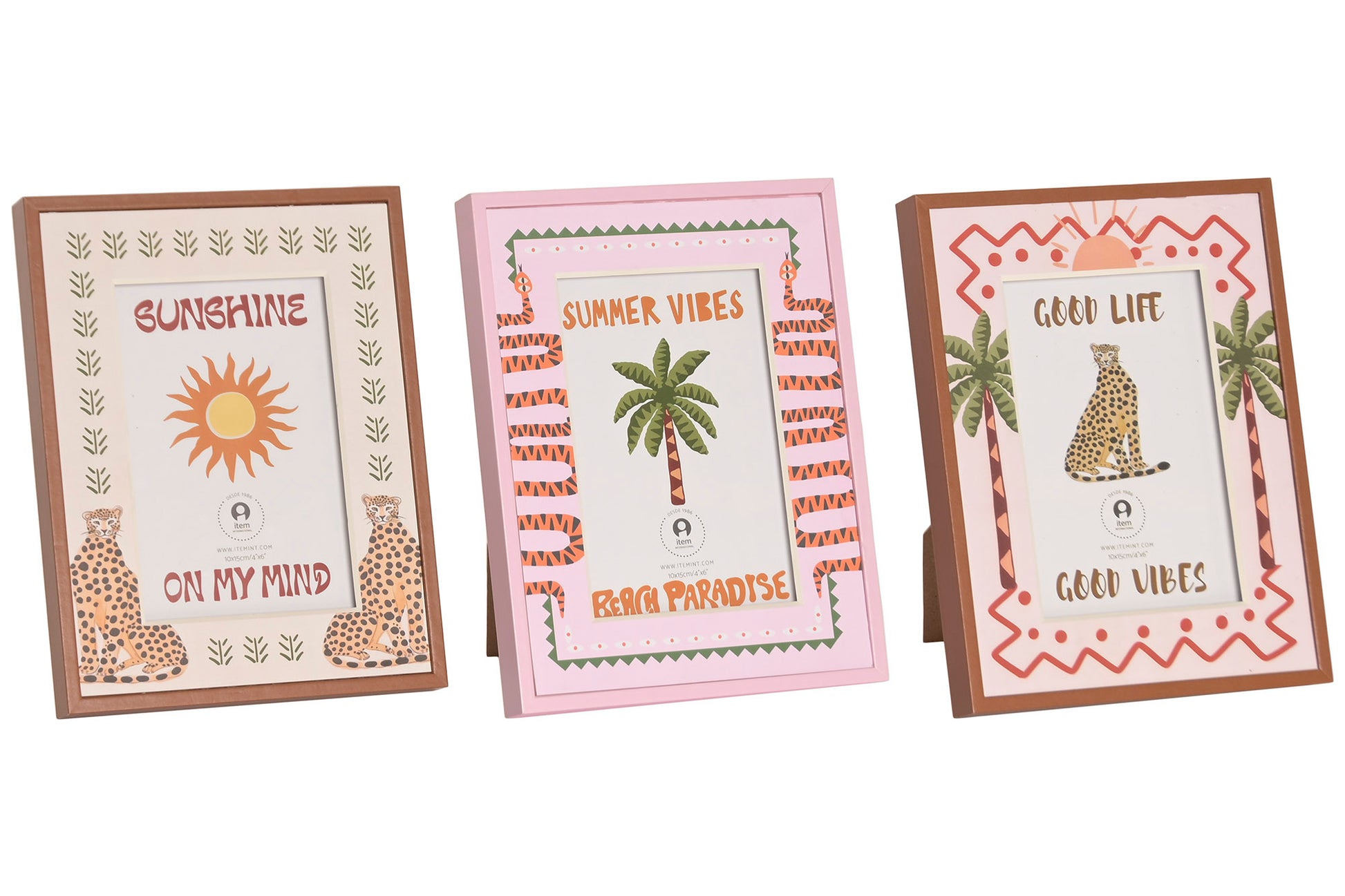 Boho fotolijst van MDF en glas voor een foto van 10 x 15 cm, verkrijgbaar in drie varianten