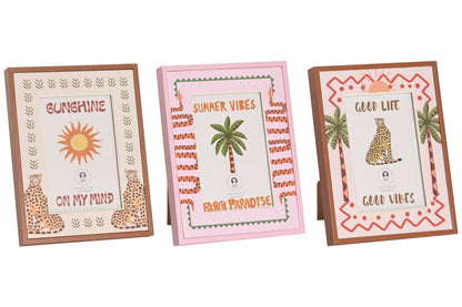 Boho fotolijst van MDF en glas voor een foto van 10 x 15 cm, verkrijgbaar in drie varianten