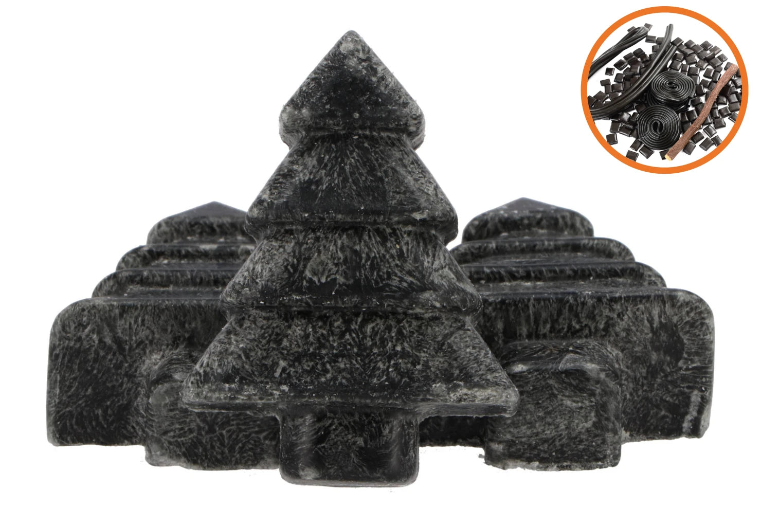 Amberblokje in kerstboomvorm – Black Musk geur – zwart – 7x6x2,5 cm