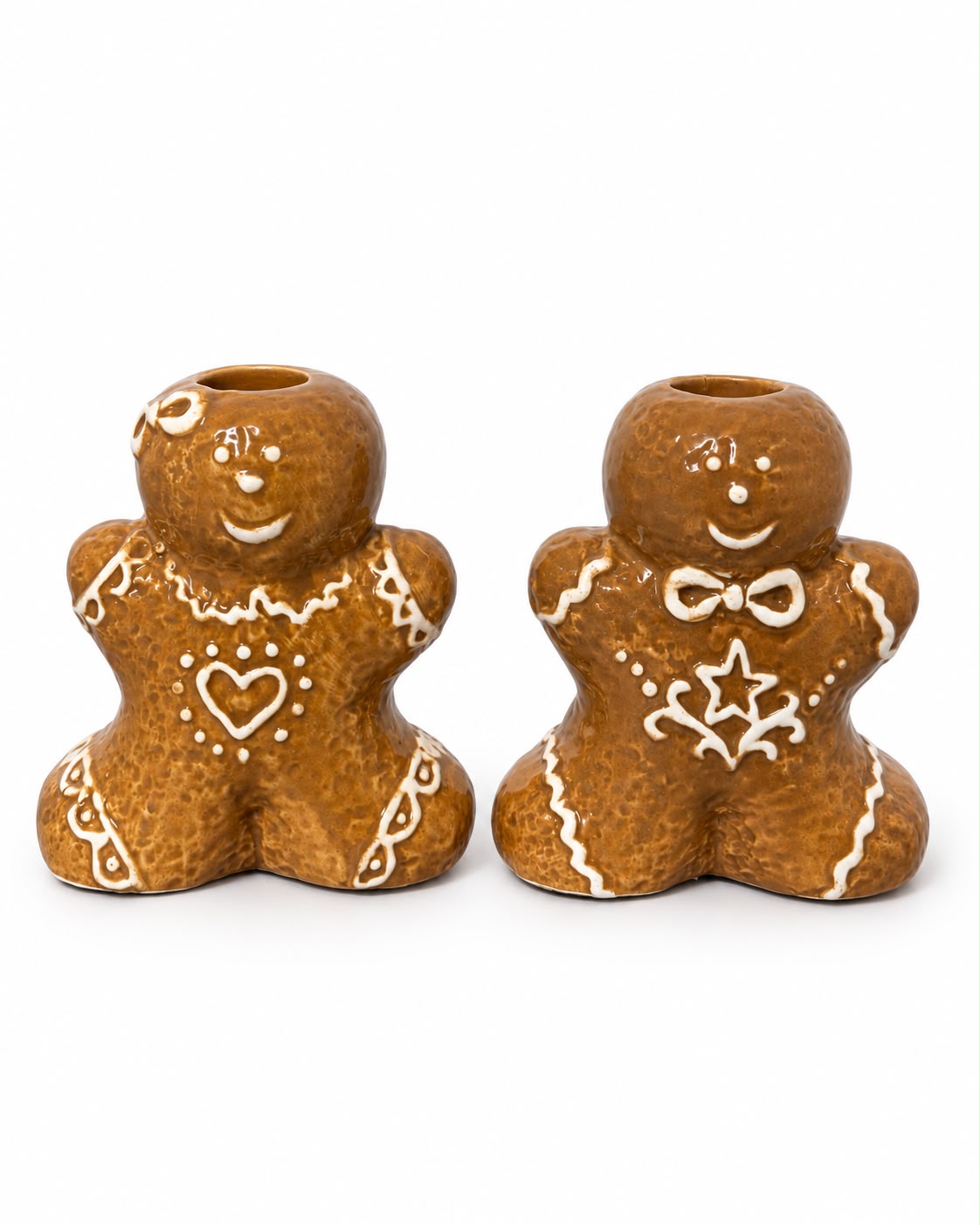 Gingerbread kandelaar van keramiek 9 x 5 x 11 cm als mannetje of vrouwtje
