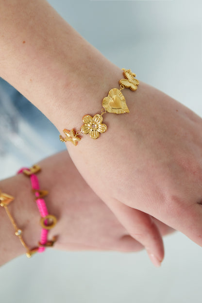 Golden Love Charm Armband – Goudkleurig – 16+3 cm