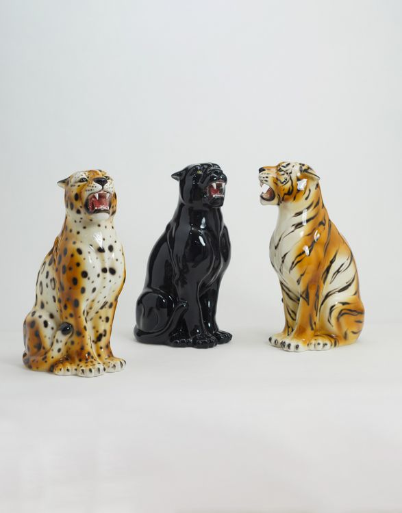 keramiek panter luipaard tijger beeld 60 cm handgemaakt italië dierenbeeld interieur
