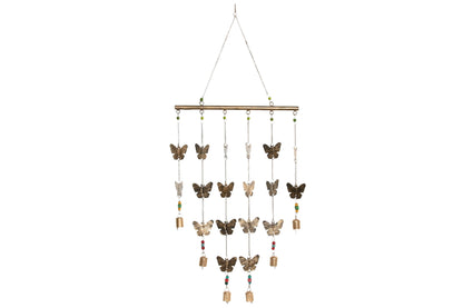 wanddecoratie vlinders antiek goud metaal hanger met kettingen en kralen